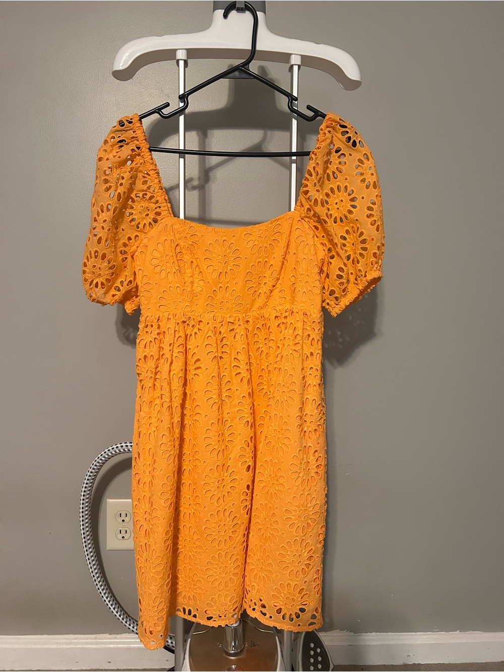 Peach Eyelet Lily Pulitzer Puff-Sleeve Mini Dress